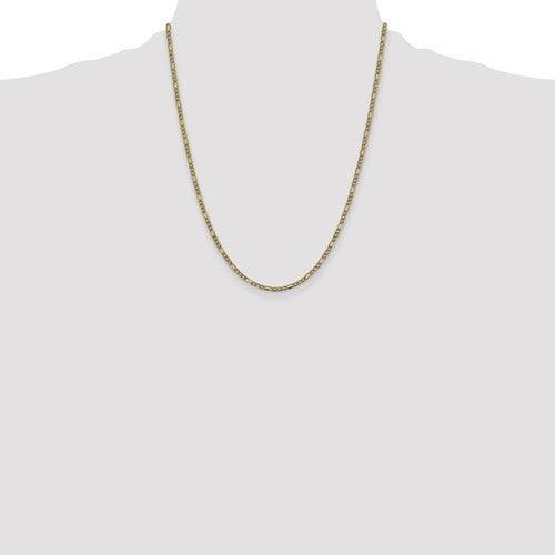 14k 3.2mm Semi-solid Pave Figaro Chain - Seattle Gold Grillz
