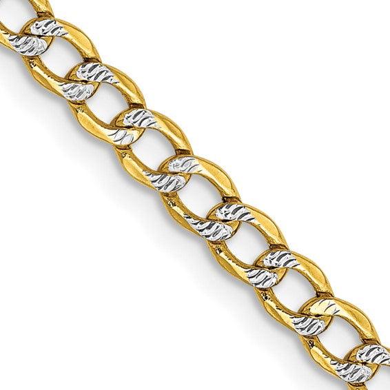 14k 3.4mm Semi-solid Pave Curb Chain - Seattle Gold Grillz