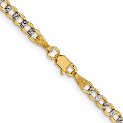 14k 3.4mm Semi-solid Pave Curb Chain - Seattle Gold Grillz