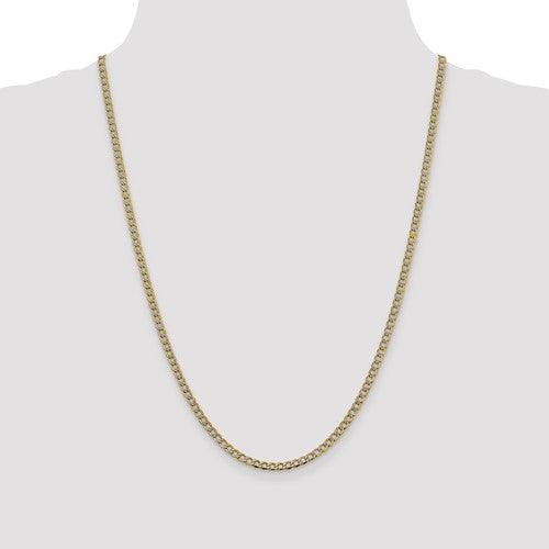 14k 3.4mm Semi-solid Pave Curb Chain - Seattle Gold Grillz