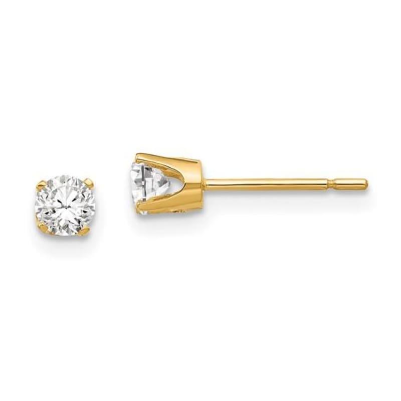 14k 3.5mm Round Stud Earring Mounting w-backs - Seattle Gold Grillz