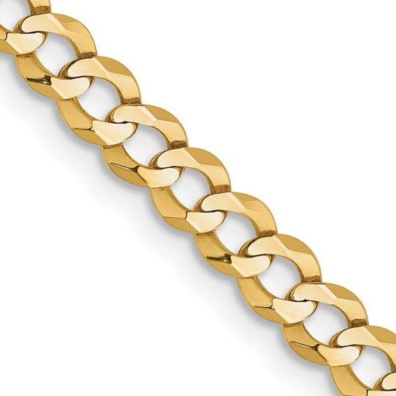14k 3.7mm Solid Polished Light Flat Cuban Link Chain - Seattle Gold Grillz
