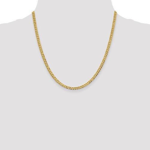 14k 3.7mm Solid Polished Light Flat Cuban Link Chain - Seattle Gold Grillz