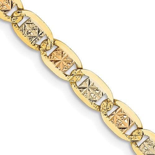 14k 3.8mm Tri-color Pave Valentino Bracelet - Seattle Gold Grillz