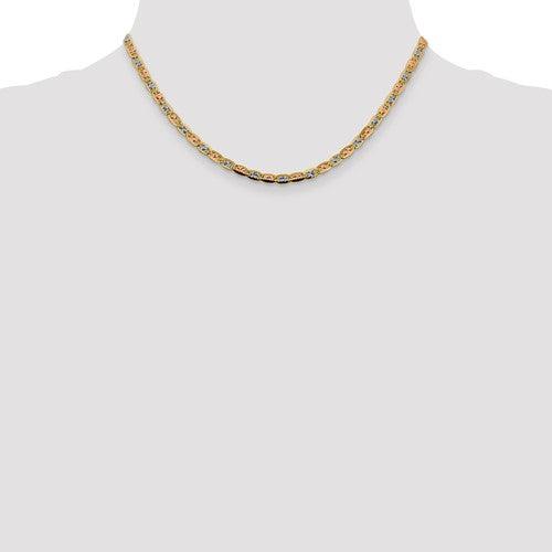 14k 3.8mm Tri-color Pave Valentino Chain - Seattle Gold Grillz