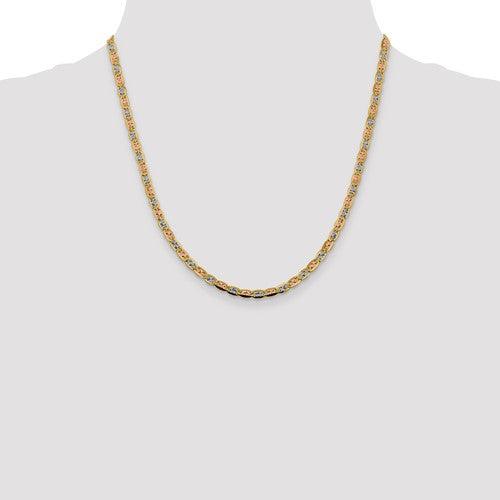 14k 3.8mm Tri-color Pave Valentino Chain - Seattle Gold Grillz