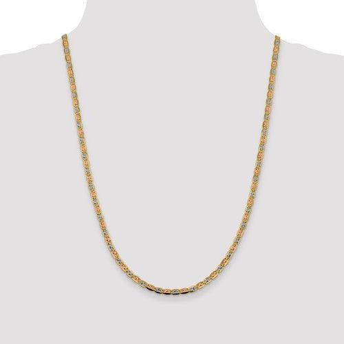 14k 3.8mm Tri-color Pave Valentino Chain - Seattle Gold Grillz