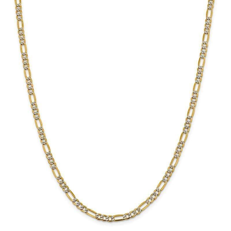 14k 3.9mm Semi-solid Pave Figaro Chain - Seattle Gold Grillz