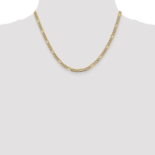 14k 3.9mm Semi-solid Pave Figaro Chain - Seattle Gold Grillz