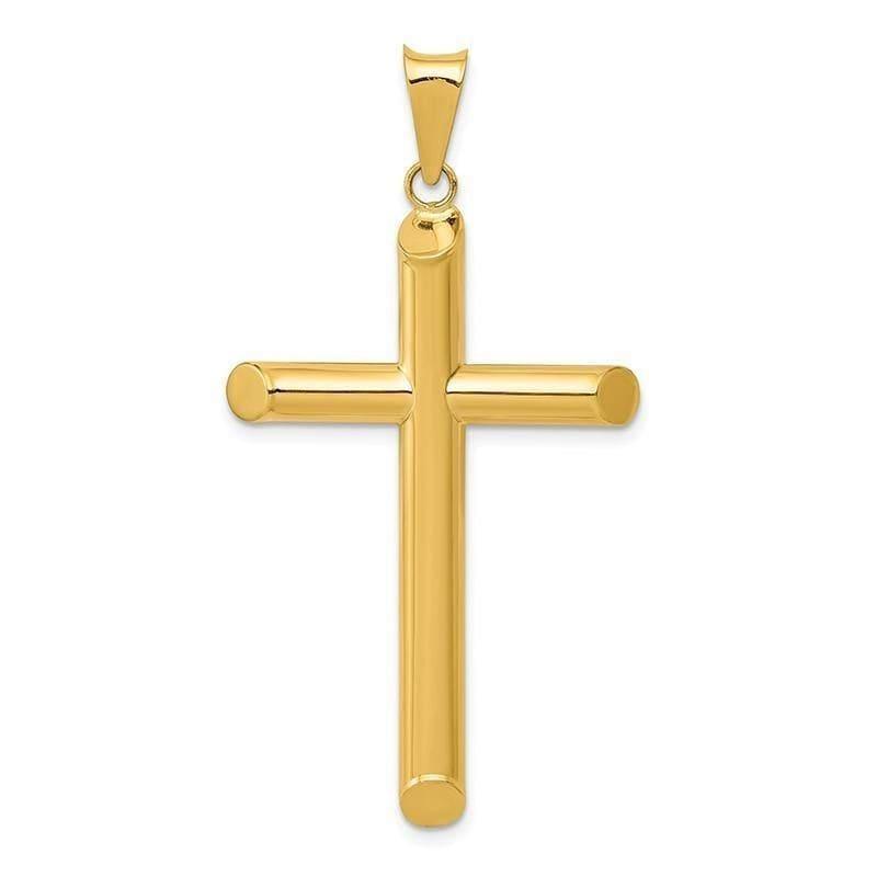 14k 3-D Polished Hollow Cross Pendant - Seattle Gold Grillz