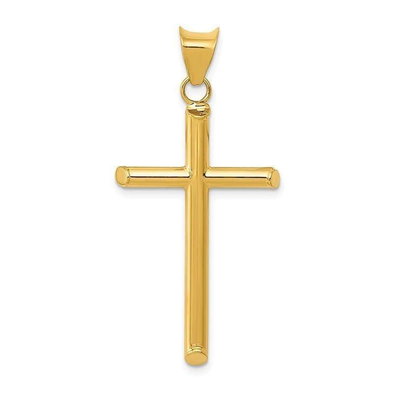14k 3-D Polished Hollow Cross Pendant - Seattle Gold Grillz