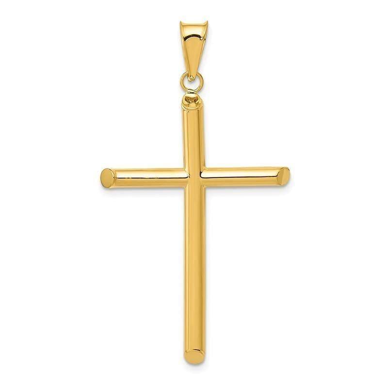 14k 3-D Polished Hollow Cross Pendant - Seattle Gold Grillz