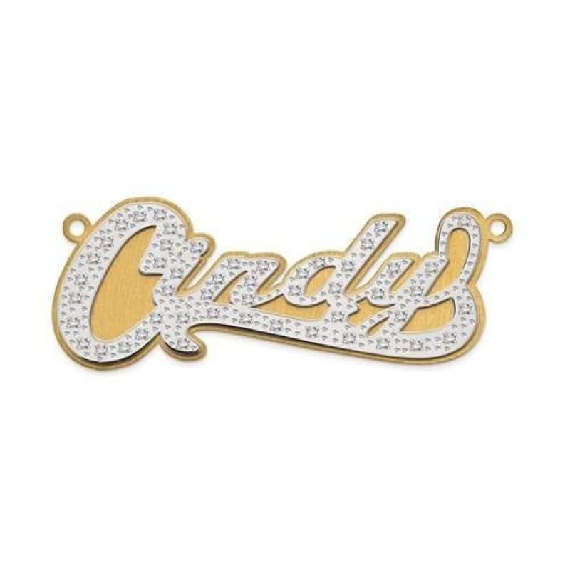 14k 3-Dimensional Diamond Name Plate Pendant - Seattle Gold Grillz