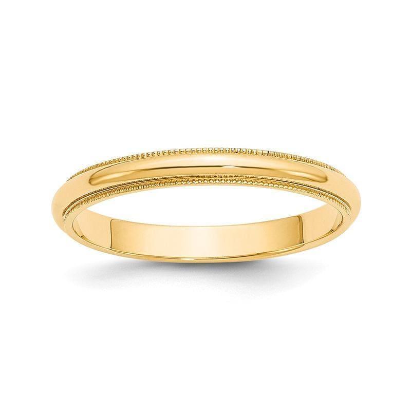 14k 3mm Milgrain Half-Round Wedding Band - Seattle Gold Grillz