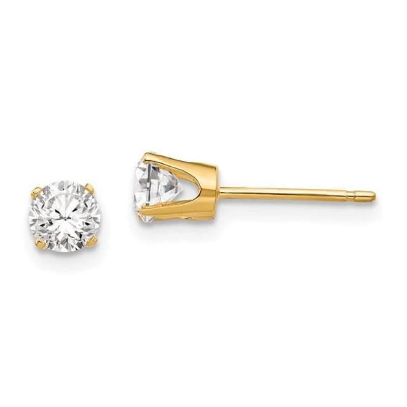 14k 4.25mm Round Stud Earring Mounting w-backs - Seattle Gold Grillz