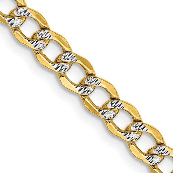 14k 4.3mm Semi-solid Pave Curb Chain - Seattle Gold Grillz