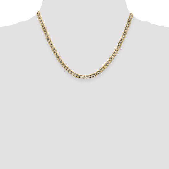 14k 4.3mm Semi-solid Pave Curb Chain - Seattle Gold Grillz