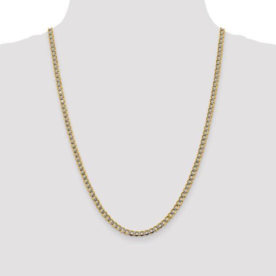 14k 4.3mm Semi-solid Pave Curb Chain - Seattle Gold Grillz