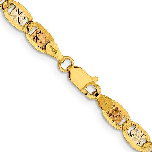 14k 4.65mm Tri-color Pave Valentino Chain - Seattle Gold Grillz
