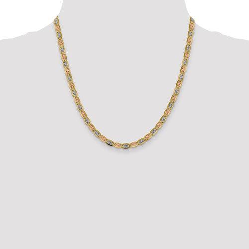 14k 4.65mm Tri-color Pave Valentino Chain - Seattle Gold Grillz