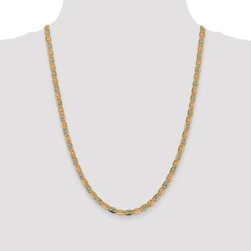 14k 4.65mm Tri-color Pave Valentino Chain - Seattle Gold Grillz