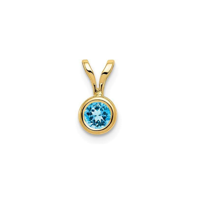 14k 4mm Blue Topaz bezel pendant - Seattle Gold Grillz