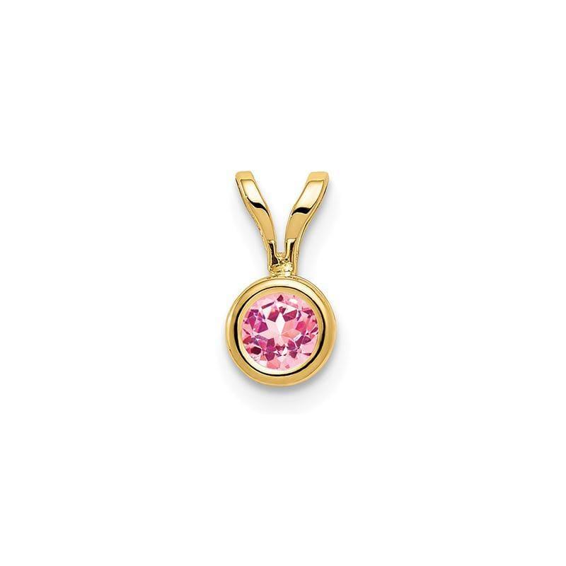 14k 4mm Pink Tourmaline bezel pendant - Seattle Gold Grillz
