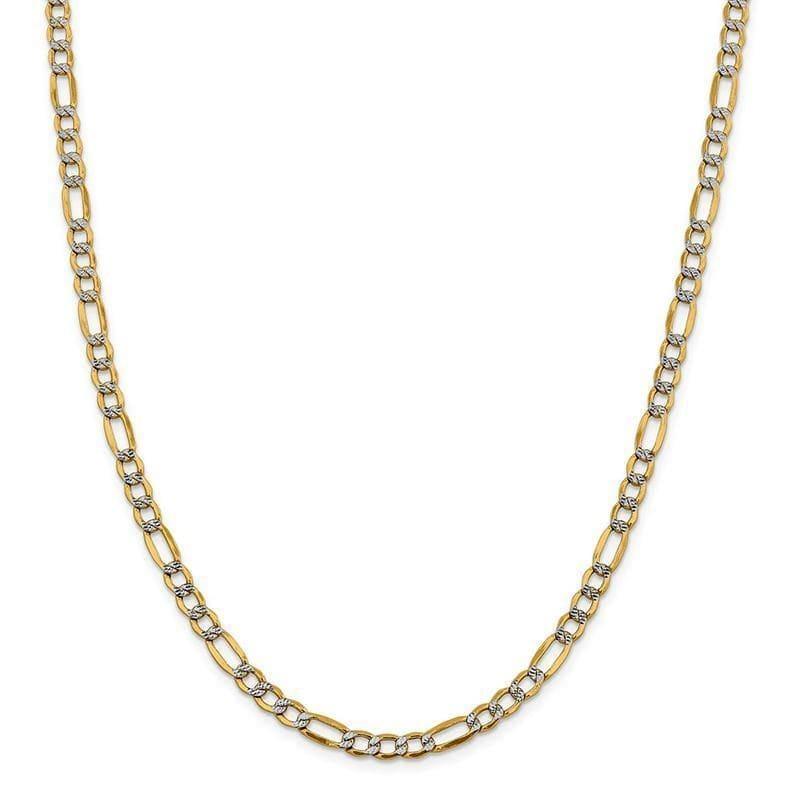 14k 5.25mm Semi-solid Pave Figaro Chain - Seattle Gold Grillz