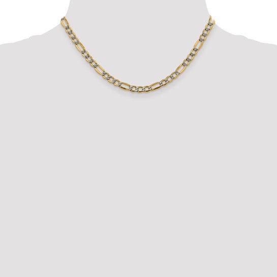 14k 5.25mm Semi-solid Pave Figaro Chain - Seattle Gold Grillz
