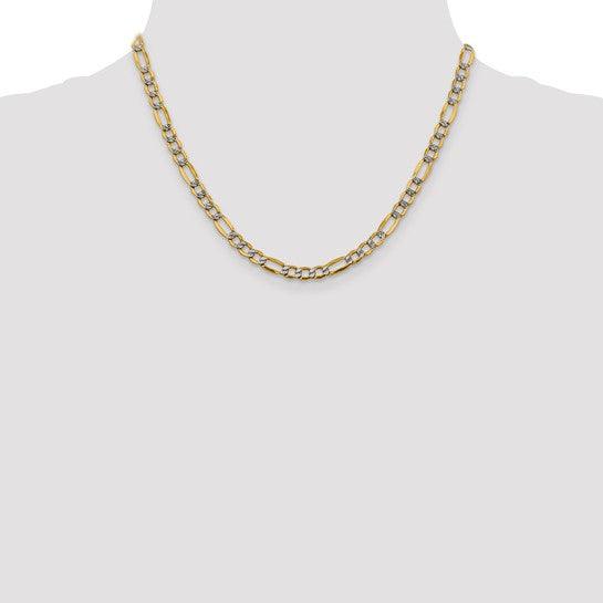 14k 5.25mm Semi-solid Pave Figaro Chain - Seattle Gold Grillz