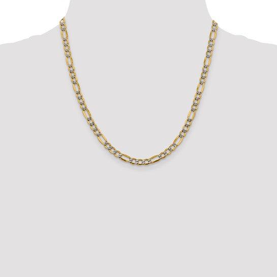 14k 5.25mm Semi-solid Pave Figaro Chain - Seattle Gold Grillz