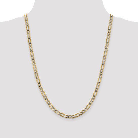 14k 5.25mm Semi-solid Pave Figaro Chain - Seattle Gold Grillz