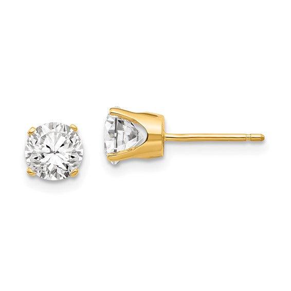 14k 5.5mm Round Stud Earring Mounting w-backs - Seattle Gold Grillz