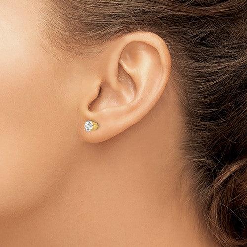 14k 5.5mm Round Stud Earring Mounting w-backs - Seattle Gold Grillz