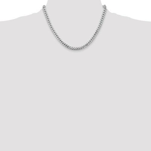 14k 5.5mm Solid White Gold Miami Cuban Link Chain - Seattle Gold Grillz