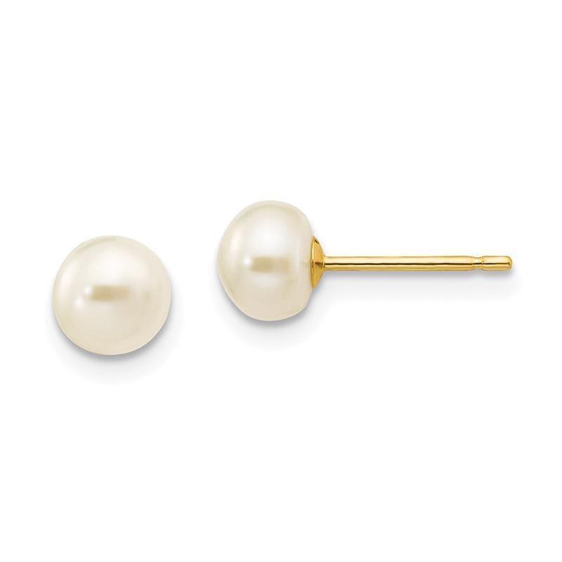 14k 5-6mm White Button Freshwater Cultured Pearl Stud Earrings - Seattle Gold Grillz