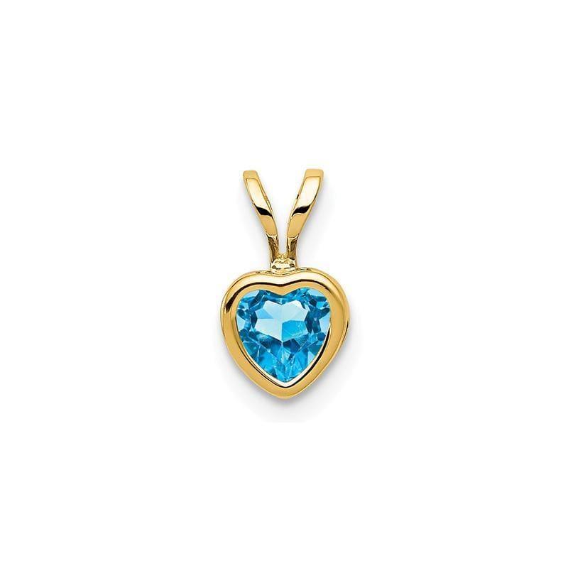 14k 5mm Heart Blue Topaz Bezel Pendant - Seattle Gold Grillz