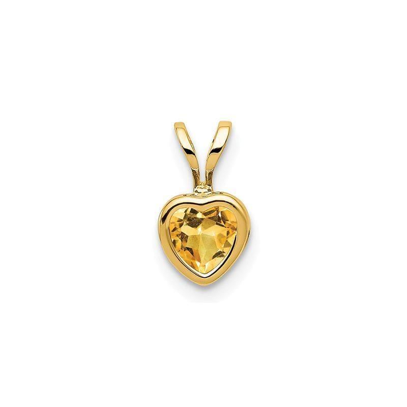 14k 5mm Heart Citrine bezel pendant - Seattle Gold Grillz