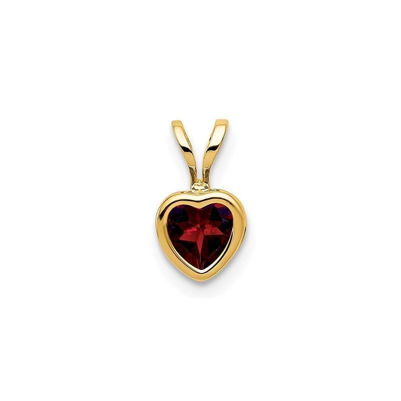 14k 5mm Heart Garnet bezel pendant - Seattle Gold Grillz
