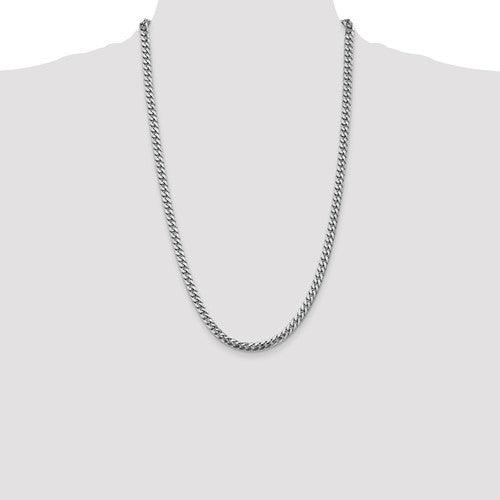 14k 5mm Solid White Gold Miami Cuban Link Chain - Seattle Gold Grillz