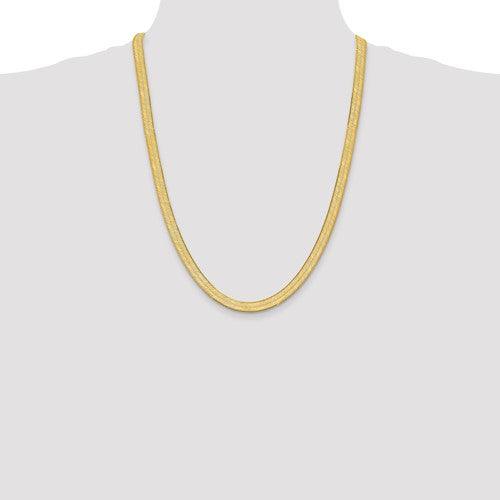 14k 6.5mm Silky Herringbone Chain - Seattle Gold Grillz