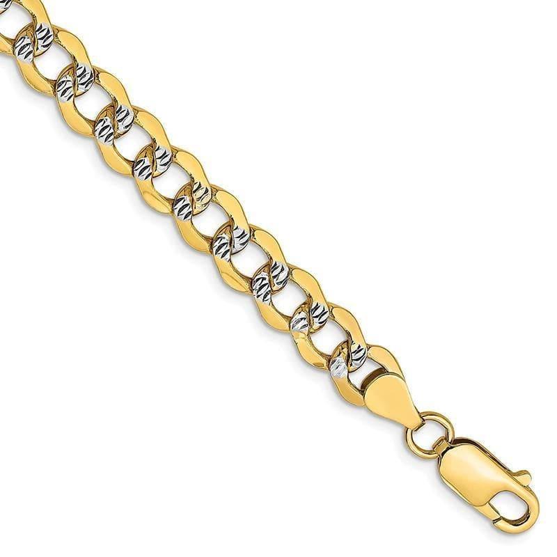 14k 6.75mm Semi-solid Pave Curb Bracelet - Seattle Gold Grillz