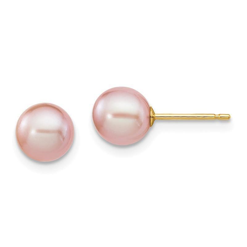 14k 6-7mm Purple Round FW Cultured Pearl Stud Earrings - Seattle Gold Grillz