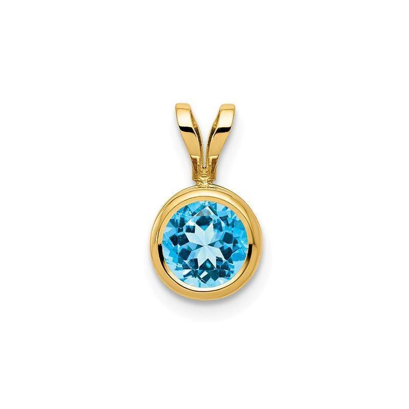 14k 6mm Blue Topaz bezel pendant - Seattle Gold Grillz