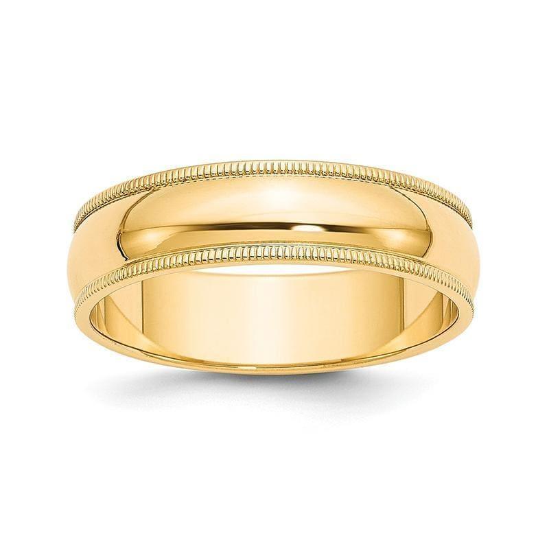 14k 6mm Milgrain Half-Round Wedding Band - Seattle Gold Grillz