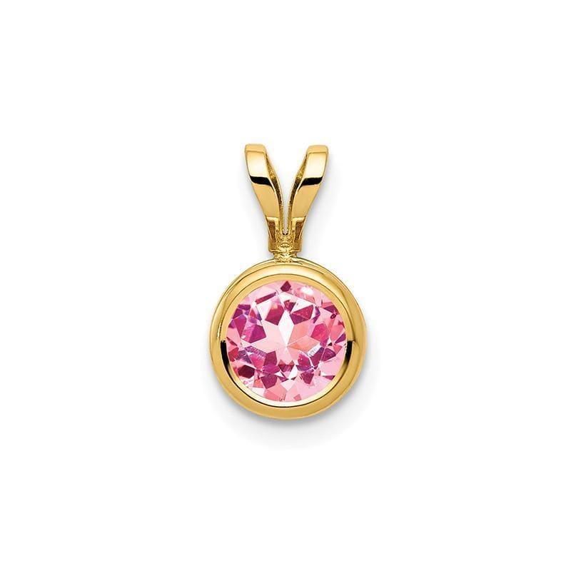 14k 6mm Pink Tourmaline bezel pendant - Seattle Gold Grillz