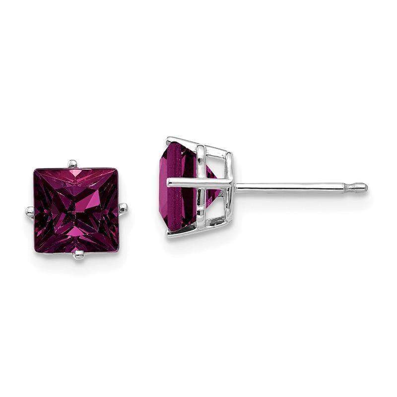 14k 6mm Rhodolite Garnet Princess Stud Earrings - Seattle Gold Grillz