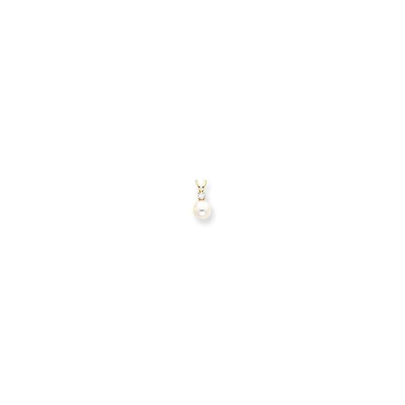 14k 6mm White Pearl & Diamond Pendant Mounting - Seattle Gold Grillz