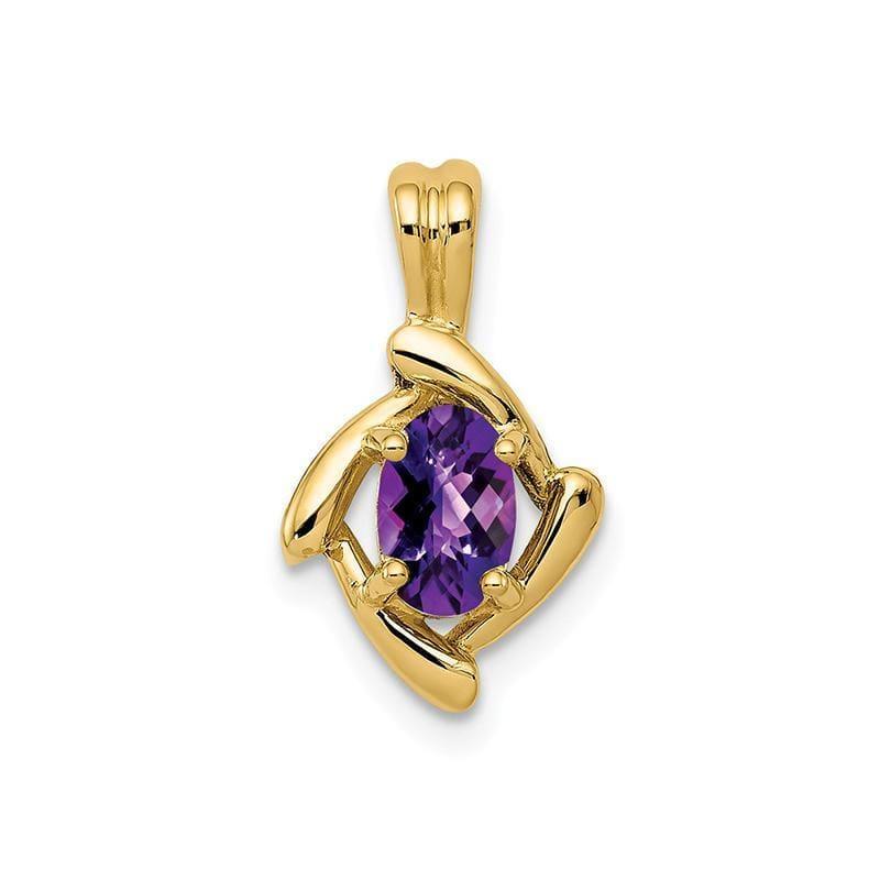 14k 6x4mm Oval Amethyst Checker pendant - Seattle Gold Grillz