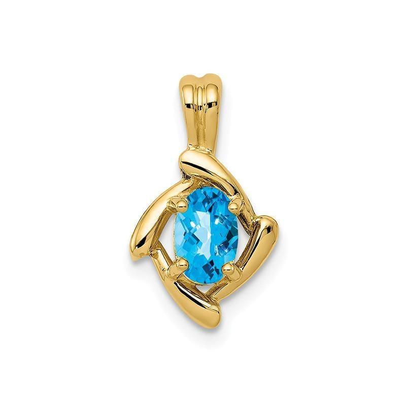 14k 6x4mm Oval Blue Topaz Checker pendant - Seattle Gold Grillz